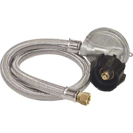 Bayou Classic 36 In. Stainless Steel Low Pressure LP Hose & Preset Regulator M5LPH